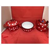 3 Polka Dot Granite Pots - Teapot & More