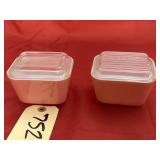 2 - Pink Pyrex Refrigerator Dishes