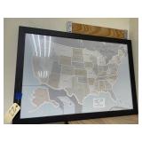 Framed US State Map 27"x39"H