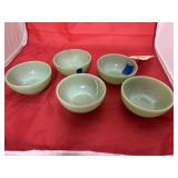 5 Fireking Jadeite Bowls