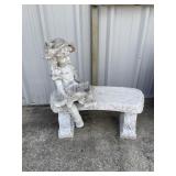 Concrete Bench w/Girl Statue