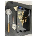 Oriental Tray w/Cheese Slicer & Ladle