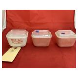 3 - Pink Pyrex Refrigerator Dishes