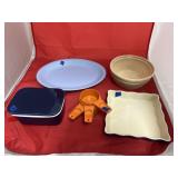 Crock Bowl - Ceramic Plate - Butter Dish w/Lid