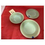 3 Pcs - Jadeite Fireking Bowls & Plates
