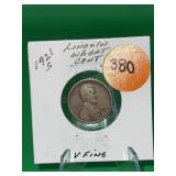 1921-S Lincoln Wheat Cent Very Fine