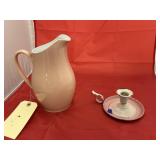 Ceramic Pitcher & Metal Candle Stick Holder