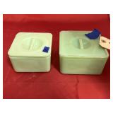 2 - Jadeite Refrigerator Dishes - some chips