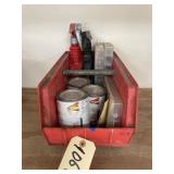 Plastic Bin w/Nuts/Bolts - Leather Cleaner & More