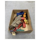 Box of Train Tracks & Plastic Carts
