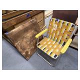Vintage Webbed Lawn Chair & Card Table