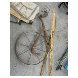 Vintage Iron Wheeled Tiller - As Is