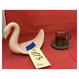 Brass Tea Candle Light & Swan Towel Holder