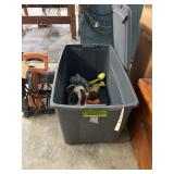 Tote w/Lid & Assorted Dog Toys