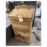 Wood Laundry Hamper w/Rags