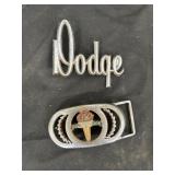 2 Pcs - Belt Buckle & Dodge Emblem