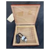 Wooden Box w/Pocket Knife & Lock w/Key
