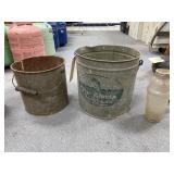 2 - Metal Buckets w/Glass jar
