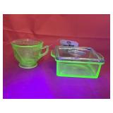 Glass Refrigerator Dish & Creamer