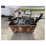 Metal Trash Dumpster on Wheels w/Contents