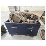 Metal Bin w/Assorted Car Parts