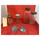 6 Pcs - Vintage Chopper - Glass Jars - Metal Lids