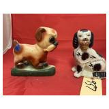 2 Pcs - Chalk Dog & Ceramic Figurine