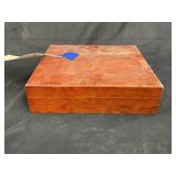 Wooden Box w/Pocket Knife & Lock w/Key