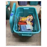 Kids Toys & Crayons in Plastic Tote w/Lid