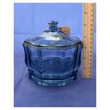 Blue Glass Candy Dish w/Lid