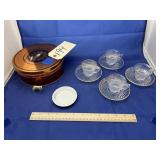 Glass Mini Tea Cups - Saucers - Tin