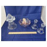 Crystal Santa Figure - Candle Stick Holders