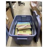 Assorted Books - Teacher Planners in Plastic Bin