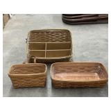 3 - Longaberger Baskets w/Plastic Inserts