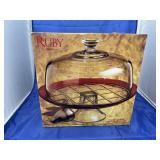 Ruby Footed Cakeplate w/Glass Dome