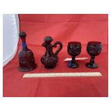 4 Pcs - Avon Cranberry Mini Goblets - Cruet