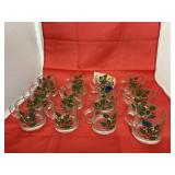 12 Pcs Indiana Glass Holly Cups