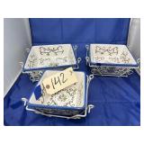 3 Pcs - Temptations Dishes w/Metal Stands