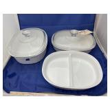 3 Pcs - Corningware Casserole Dishes w/2 Lids