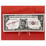 Novelty $3 Bill Clinton Bill