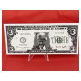 Novelty $3 Bill Clinton Bill