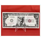 Novelty $3 Bill Clinton Bill