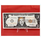 Novelty Hillary Clinton $3 Bill