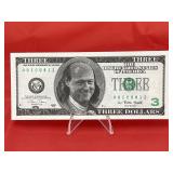 Novelty $3 Bill Clinton Bill