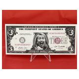 Novelty Hillary Clinton $3 Bill