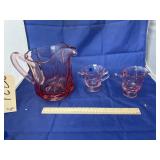 3 Pcs - Depression Glass Pitcher - Sugar
