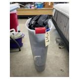 Plastic Trash Bin w/Assorted Clothing