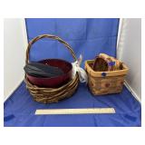 Red Glass Bowl - Wicker Basket - Fish Stringer