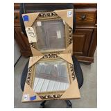 2 - Gold Framed Wall Mirrors 14"x14" - NIP