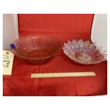 Pink Fruit Bowl & Carnival Glass Bowl